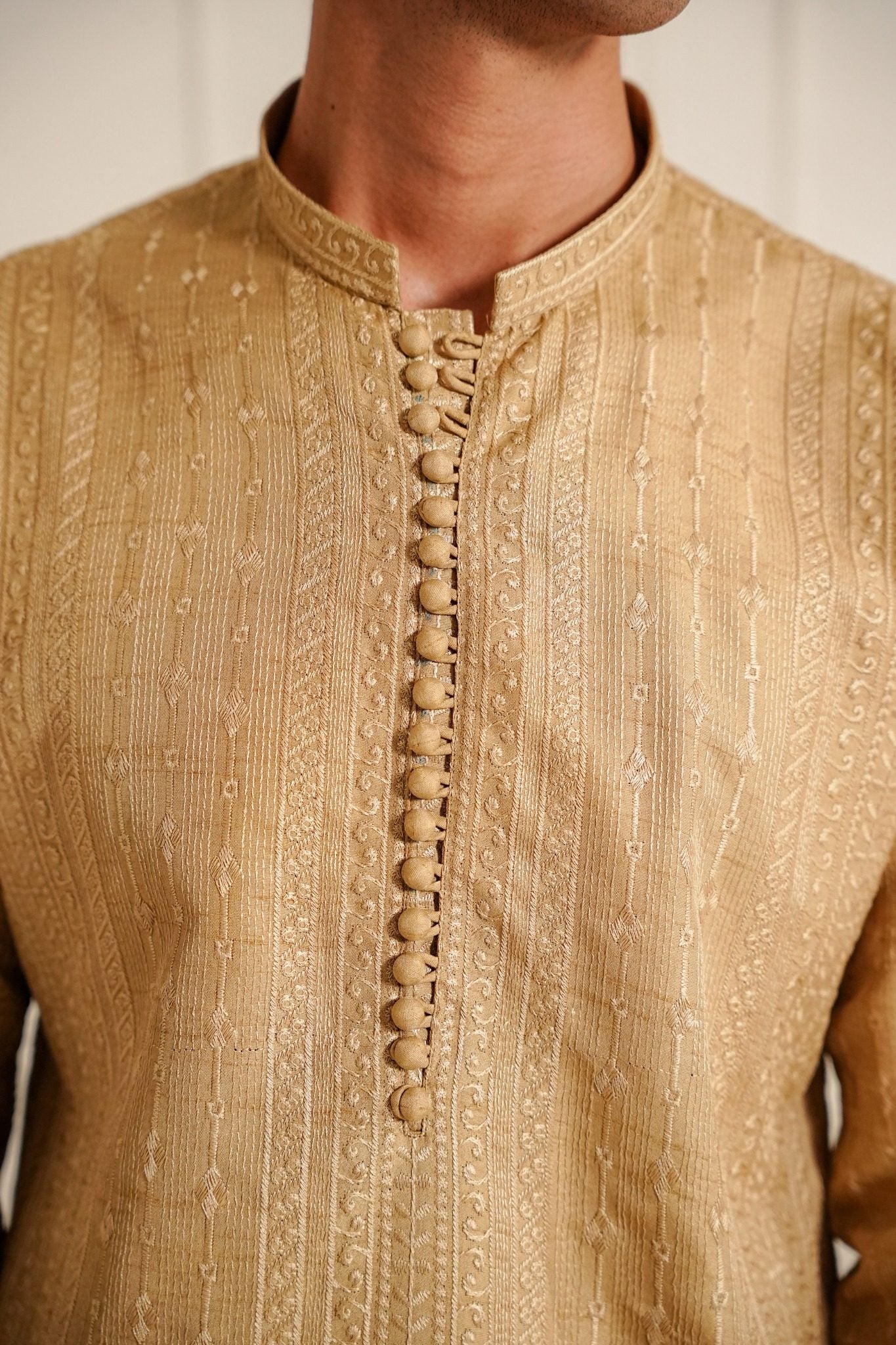 Beige Embroidered Kurta Trouser.