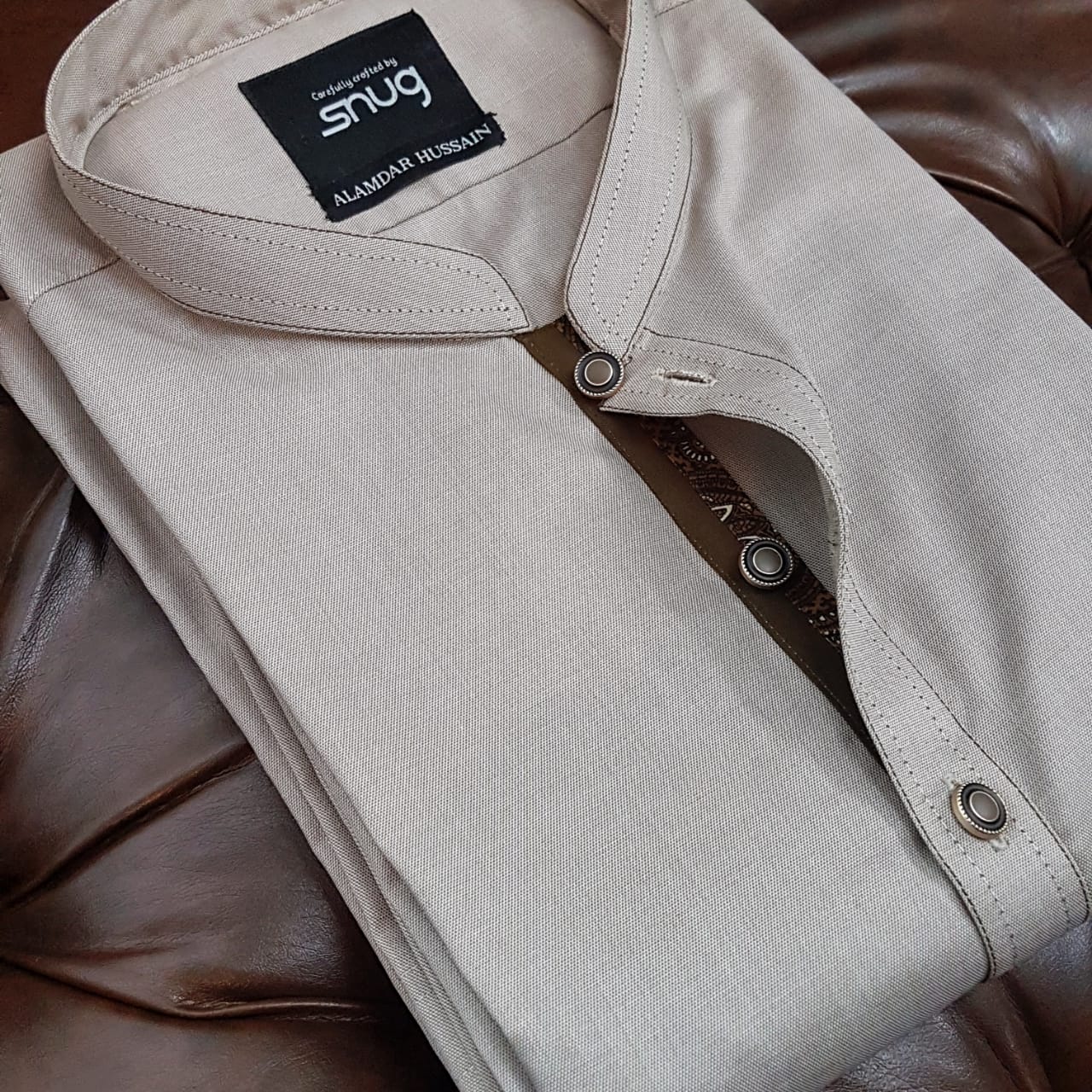 Beige Egyptian Cotton Kameez Shalwar