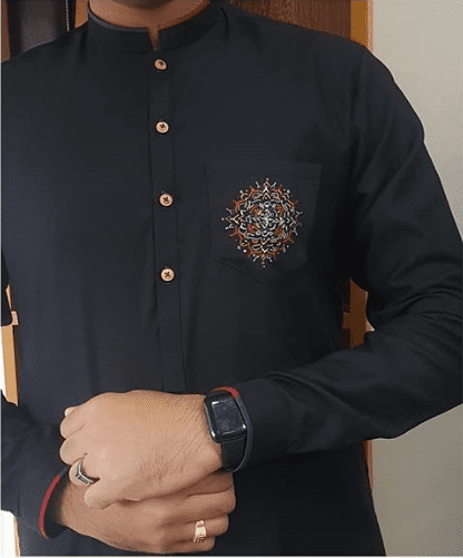 Embroidered Pocket Kurta and trouser made by Snug