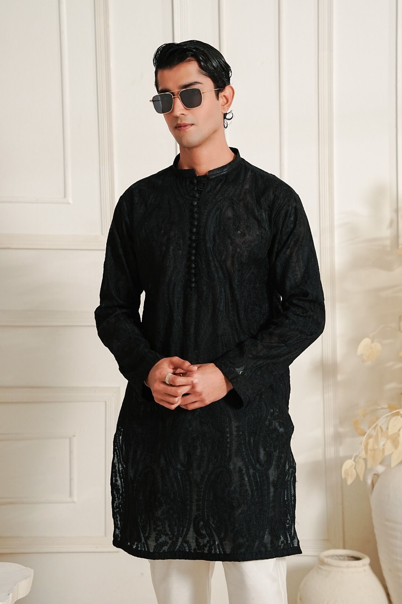 Bottle Green - Paisley Embroidered Kurta Trouser '26