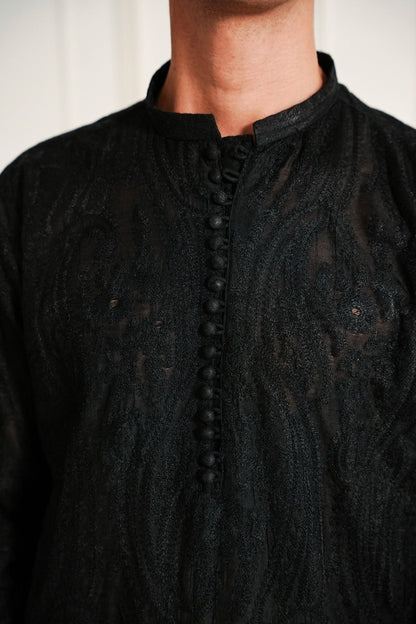 Bottle Green - Paisley Embroidered Kurta Trouser '26