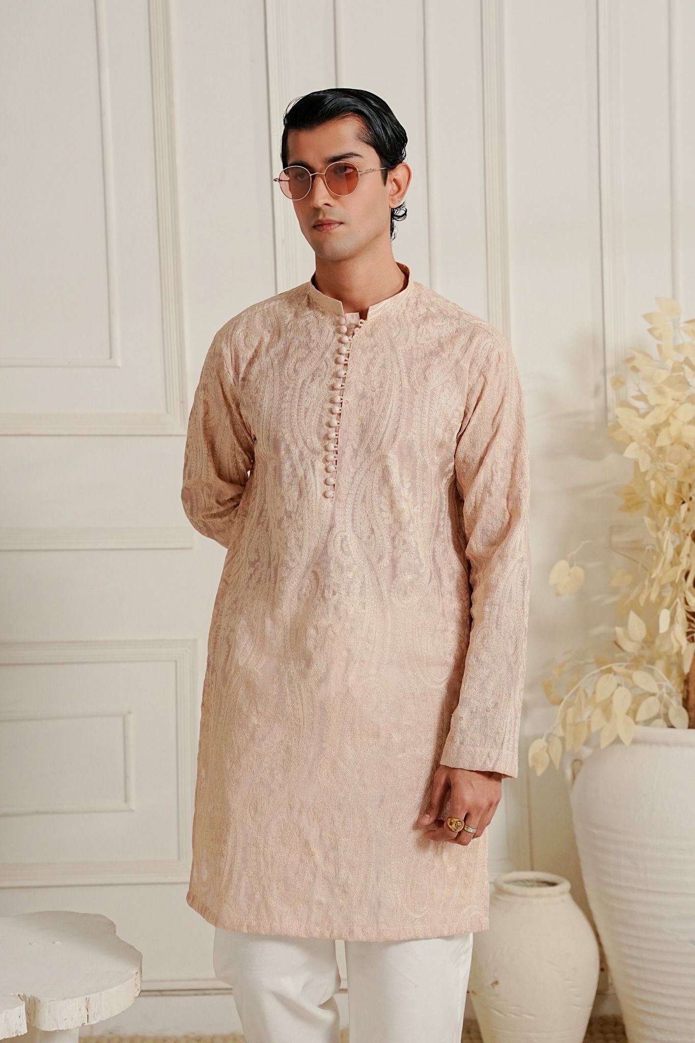 Bottle Green - Paisley Embroidered Kurta Trouser '26