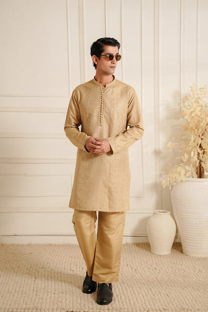 Beige Embroidered Kurta Trouser.
