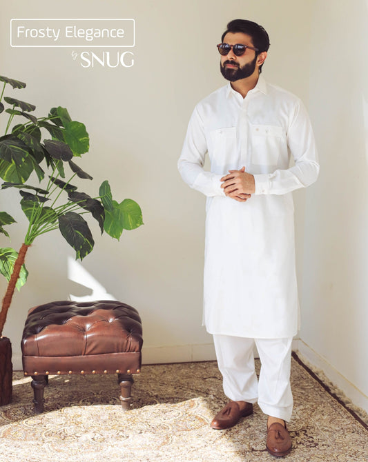 Frosty Elegance - Off-White Shalwar Kameez