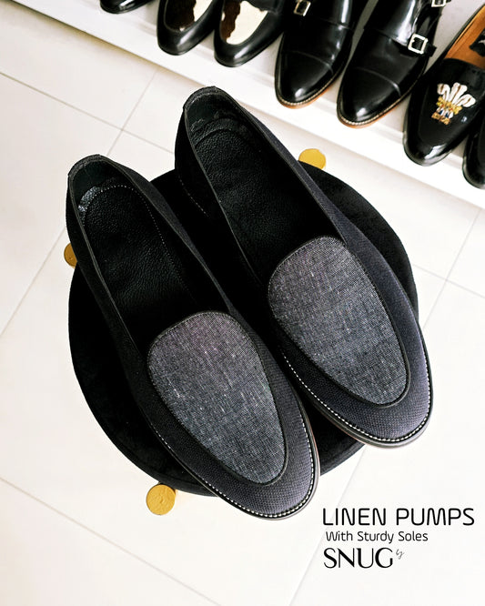 Linen Pumps with Sturdy Sole.