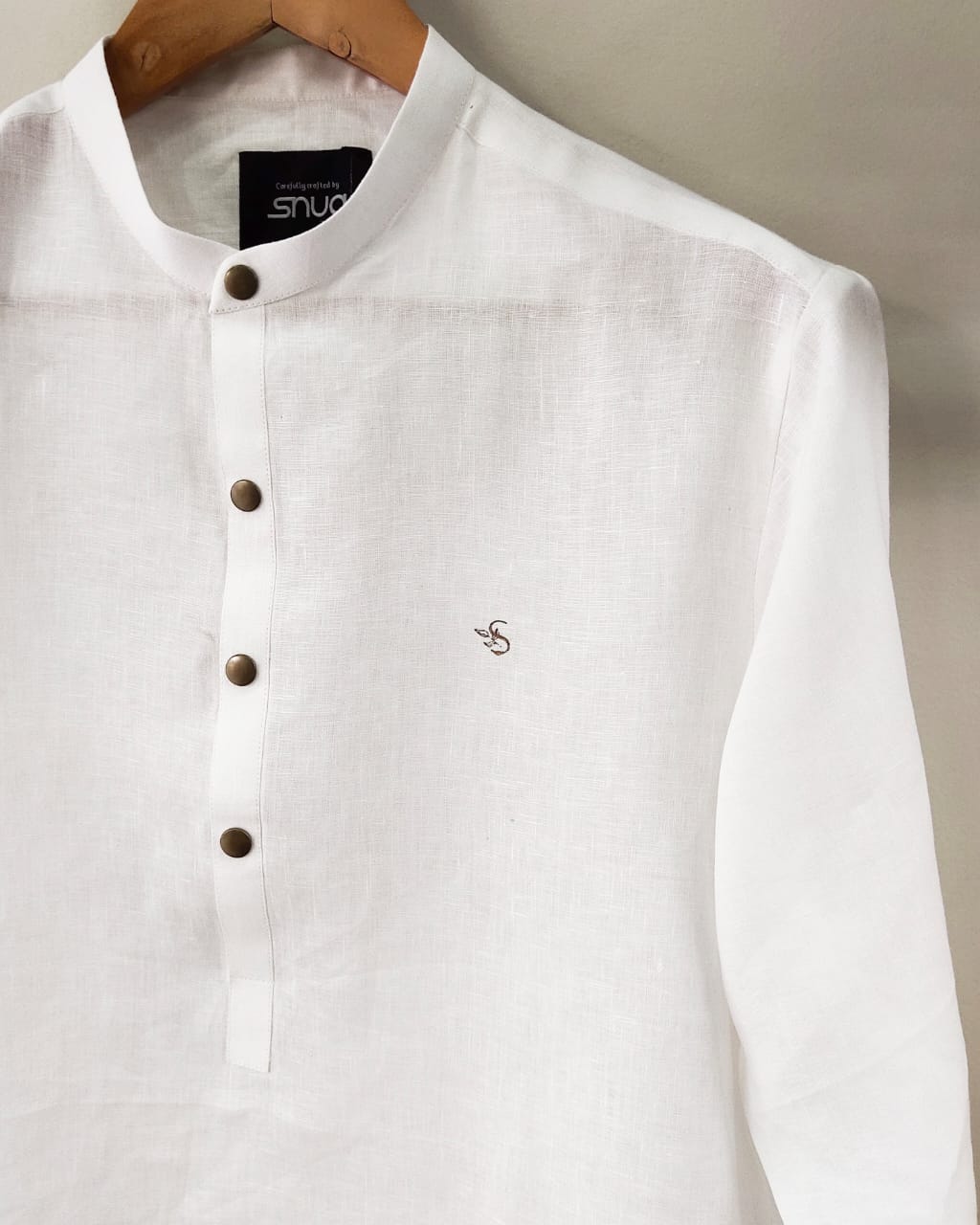 Irish Linen Shirt-Kurti With 'S' Chest Logo With Suede Waistcoat