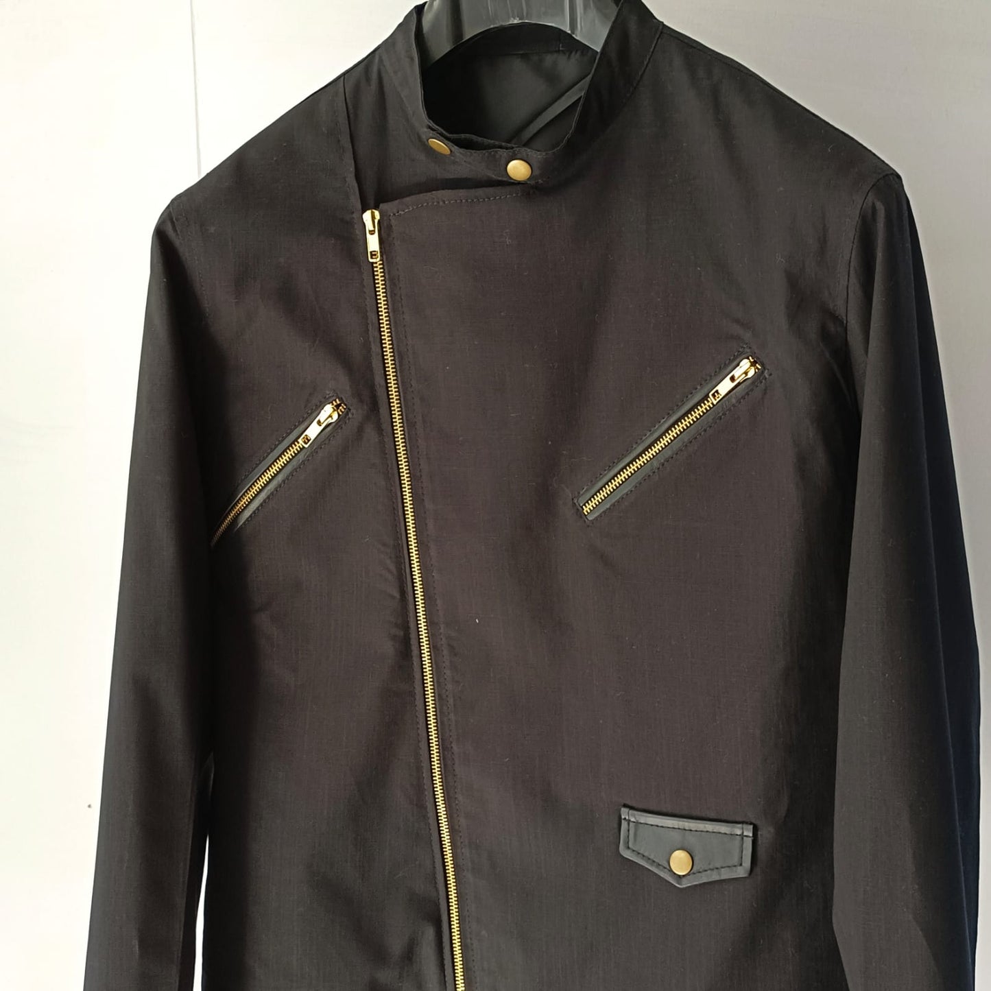 Black Linen Biker Jacket