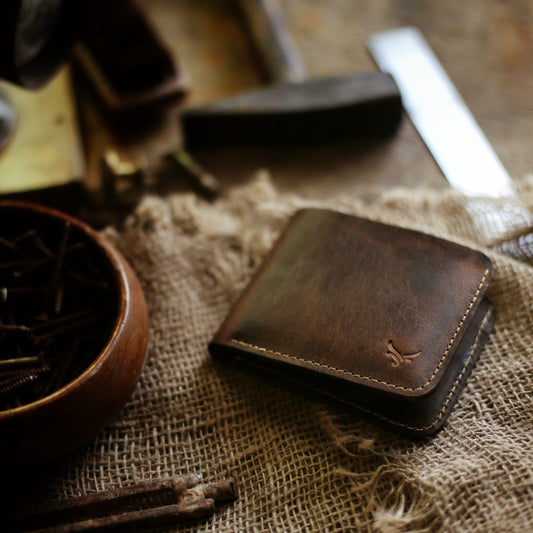 Rustic(Classic Bi-fold Wallet) Made of Crazy Horse Leather