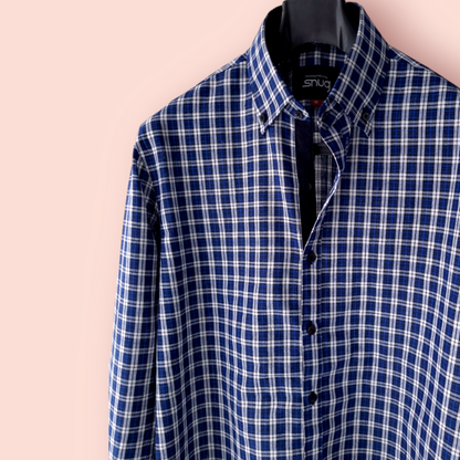 Blue Linen Checkered Shirt.