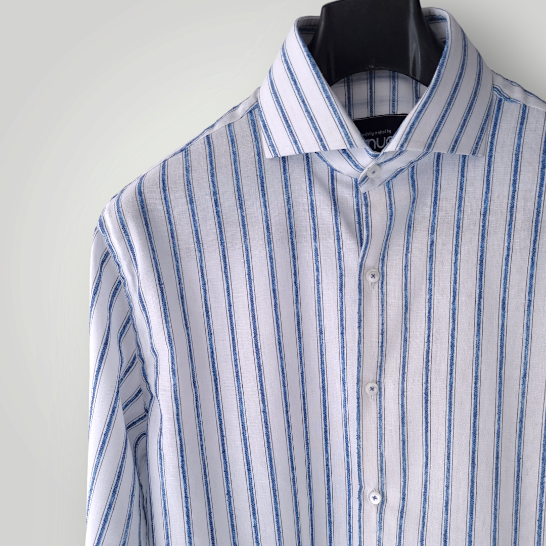 Linen Exposed Blue Self Striped Shirt
