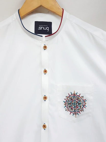 Embroidered Pocket Kurta and trouser made by Snug