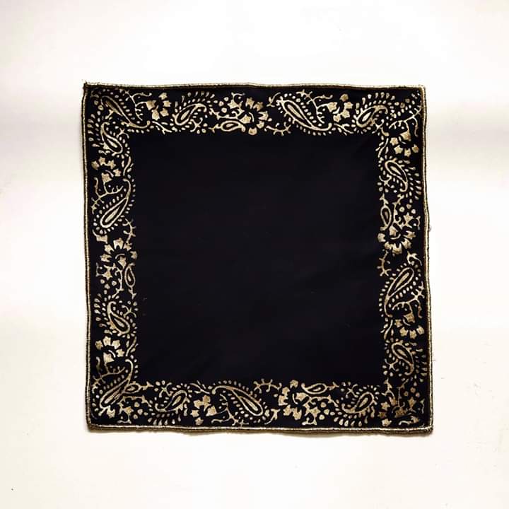 Black Kurta Trouser With Block Printed Pocket Square
