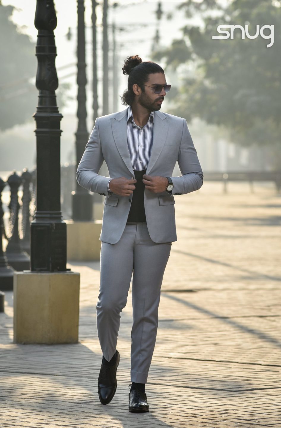 Light Grey Suiting With Black Vest