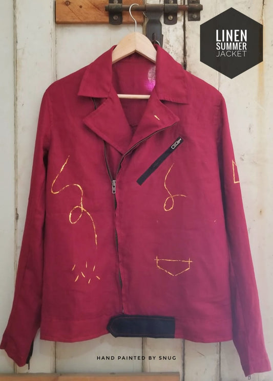 Linen Biker Hand Painted jacket