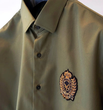 Army Green Embroidered Shirt