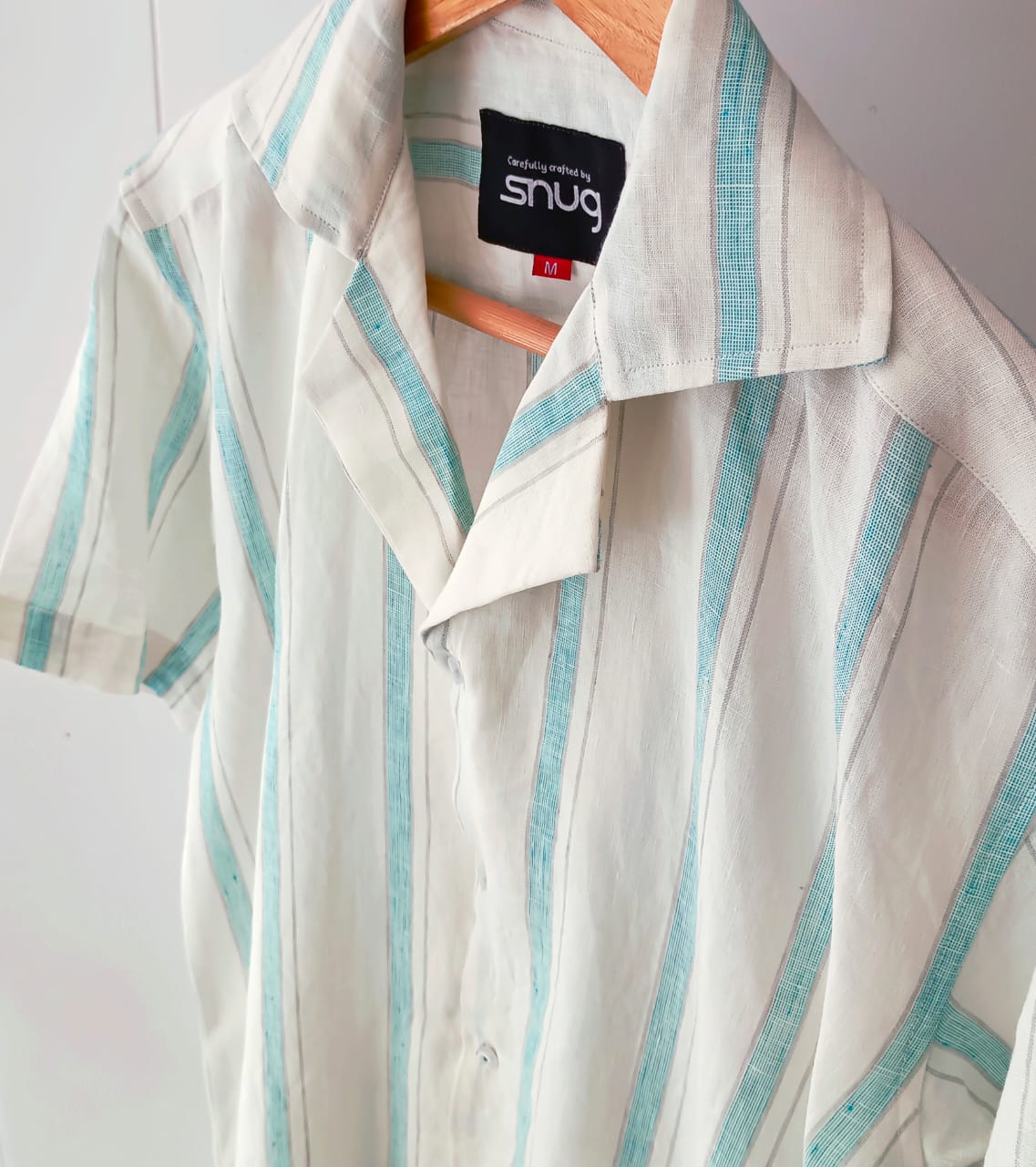 Sea Green Broad Stripes Linen Shirt