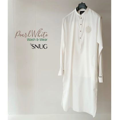 Pearl White Wash & Wear Shalwar Kameez.