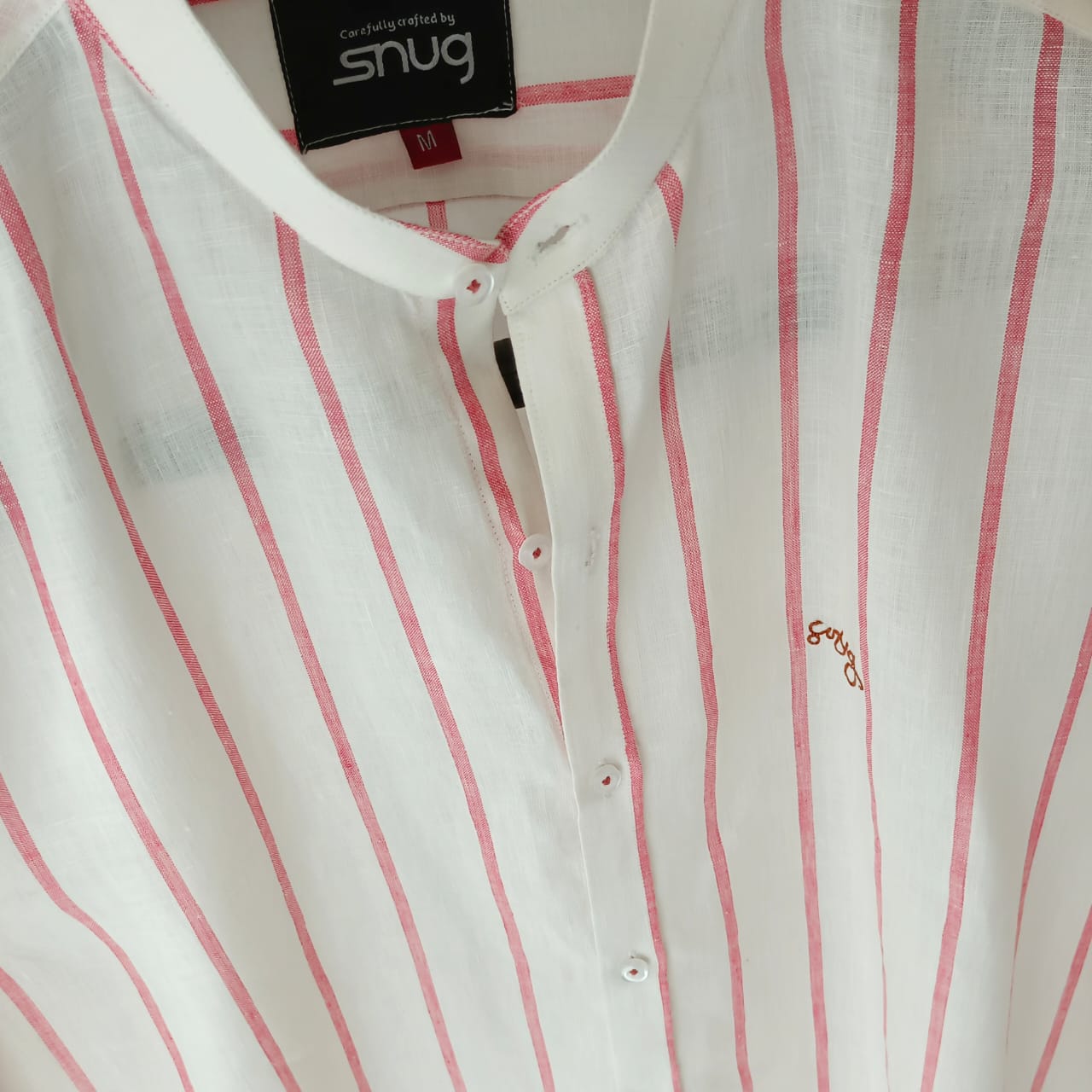 Pink Broad Stripes Linen Shirt
