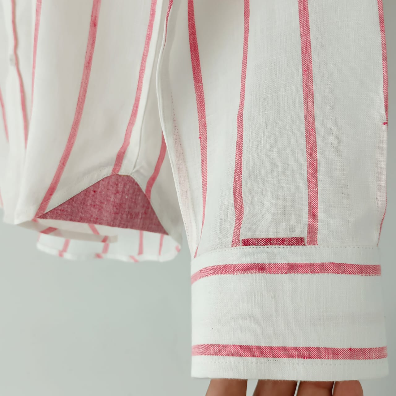 Pink Broad Stripes Linen Shirt