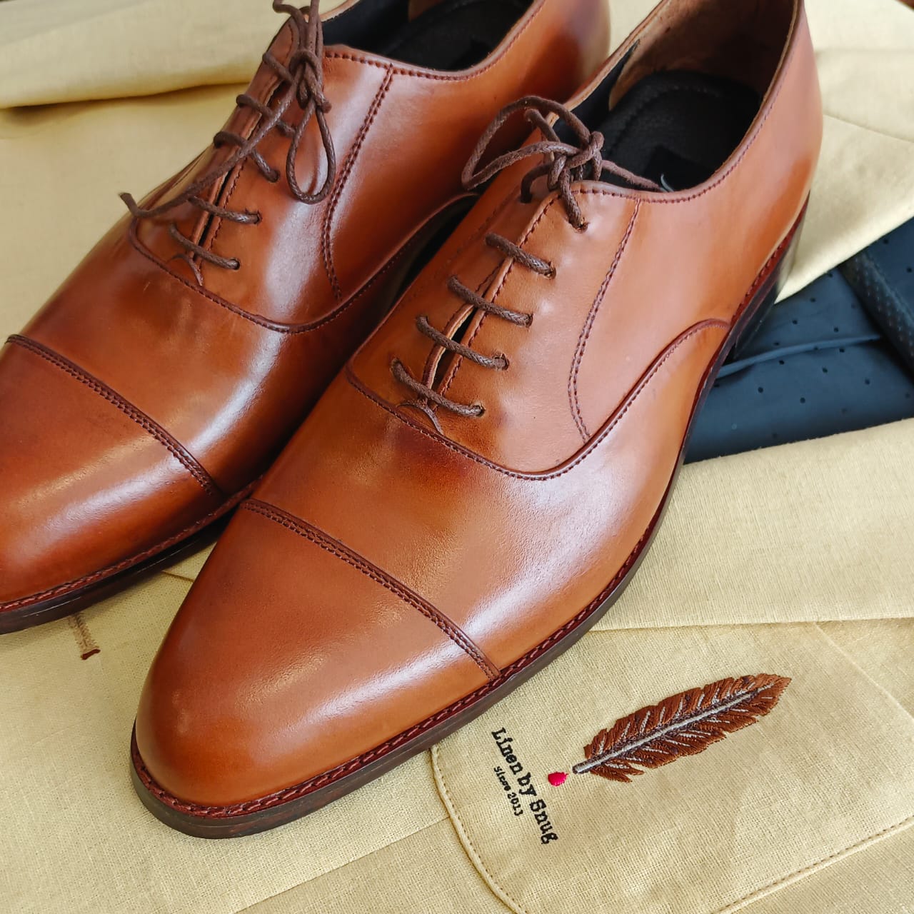 Cap-Toe Tan Leather Shoe