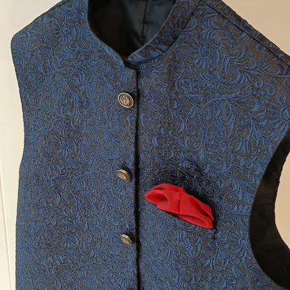 Royal Blue Embroidered Waistcoat