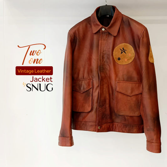 Two Toned Real Leather Jacket By Snug