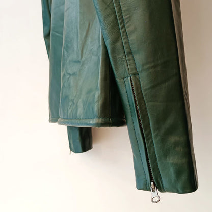 Green Leather Jacket By Snug