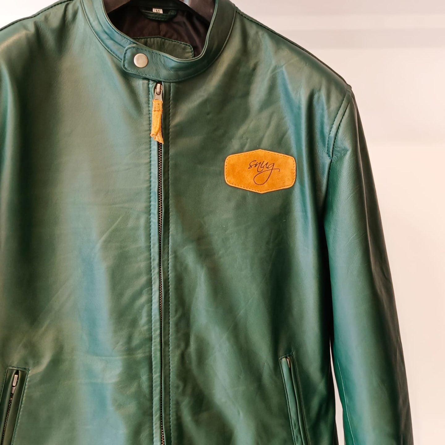 Green Leather Jacket By Snug