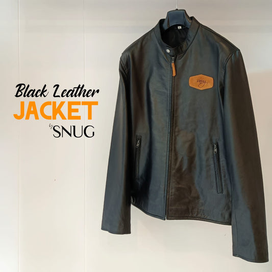 Black Leather Jacket By Snug
