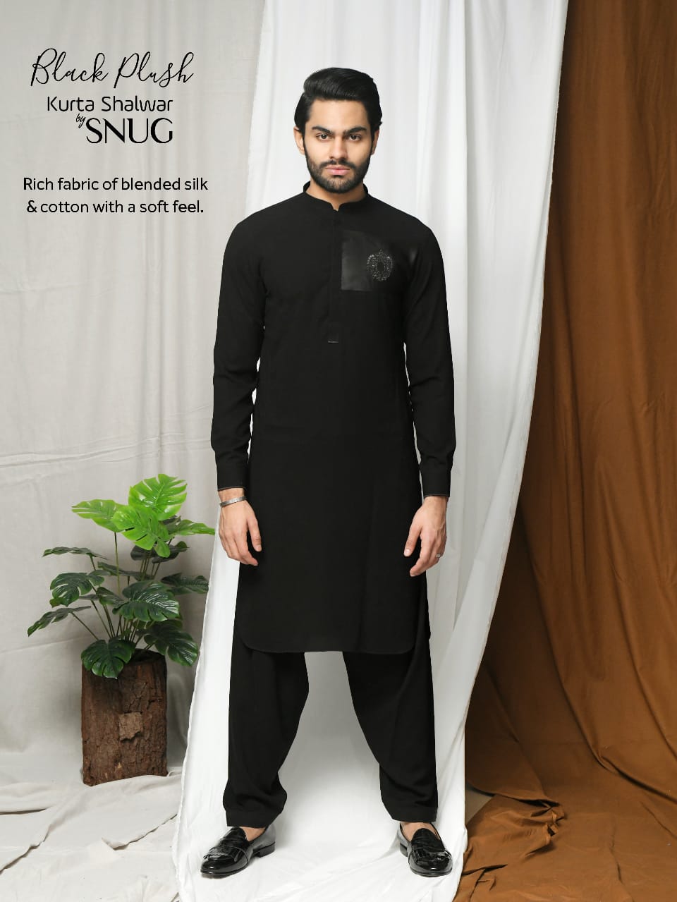 Black Plush Qamiz Shalwar With Blazer