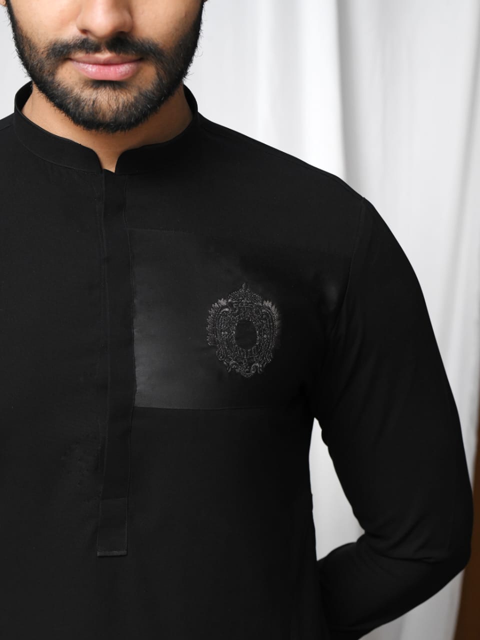 Black Plush Qamiz Shalwar With Blazer