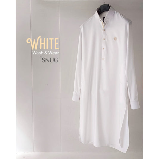 White Wash And Wear Qamiz Shalwar With 3 Feather Blazer