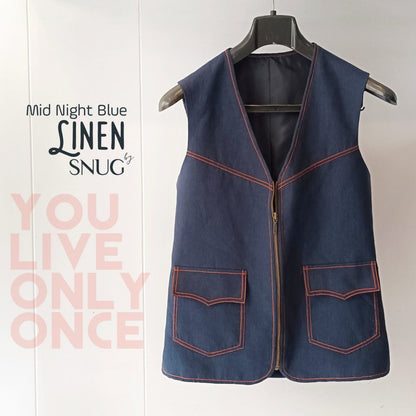 Mid Night Blue Linen WaistCoat