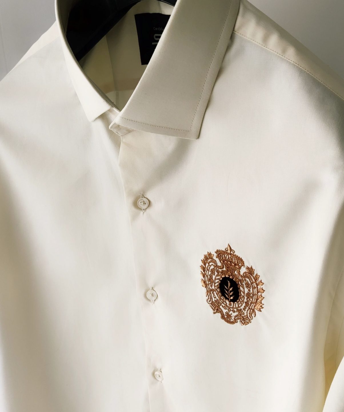 Embroidered Egyptian Cotton Cream Shirt