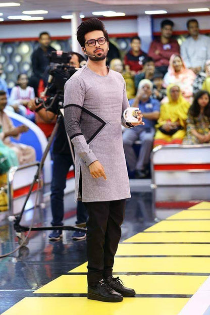 Grey patched kurta and trouser