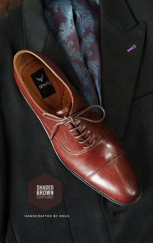 Shaded Brown Cap-Toe Formal Shoe By Snug
