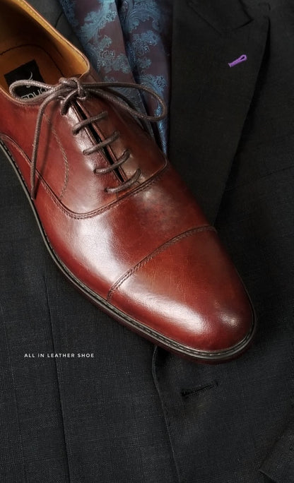 Shaded Brown Cap-Toe Formal Shoe By Snug