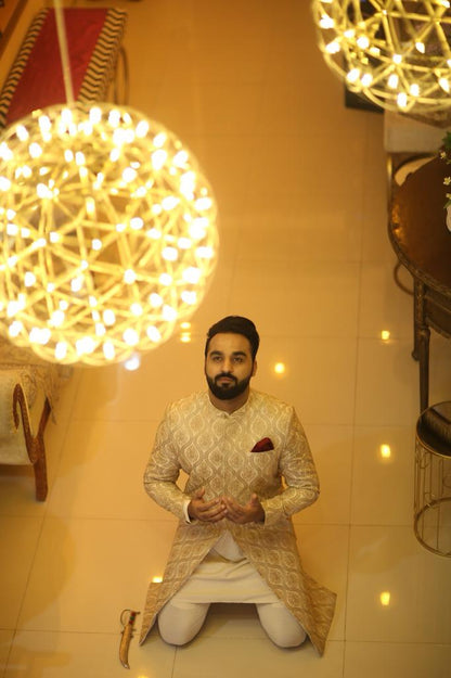 Light Gold Embroidered Sherwani - #ClientDiaries